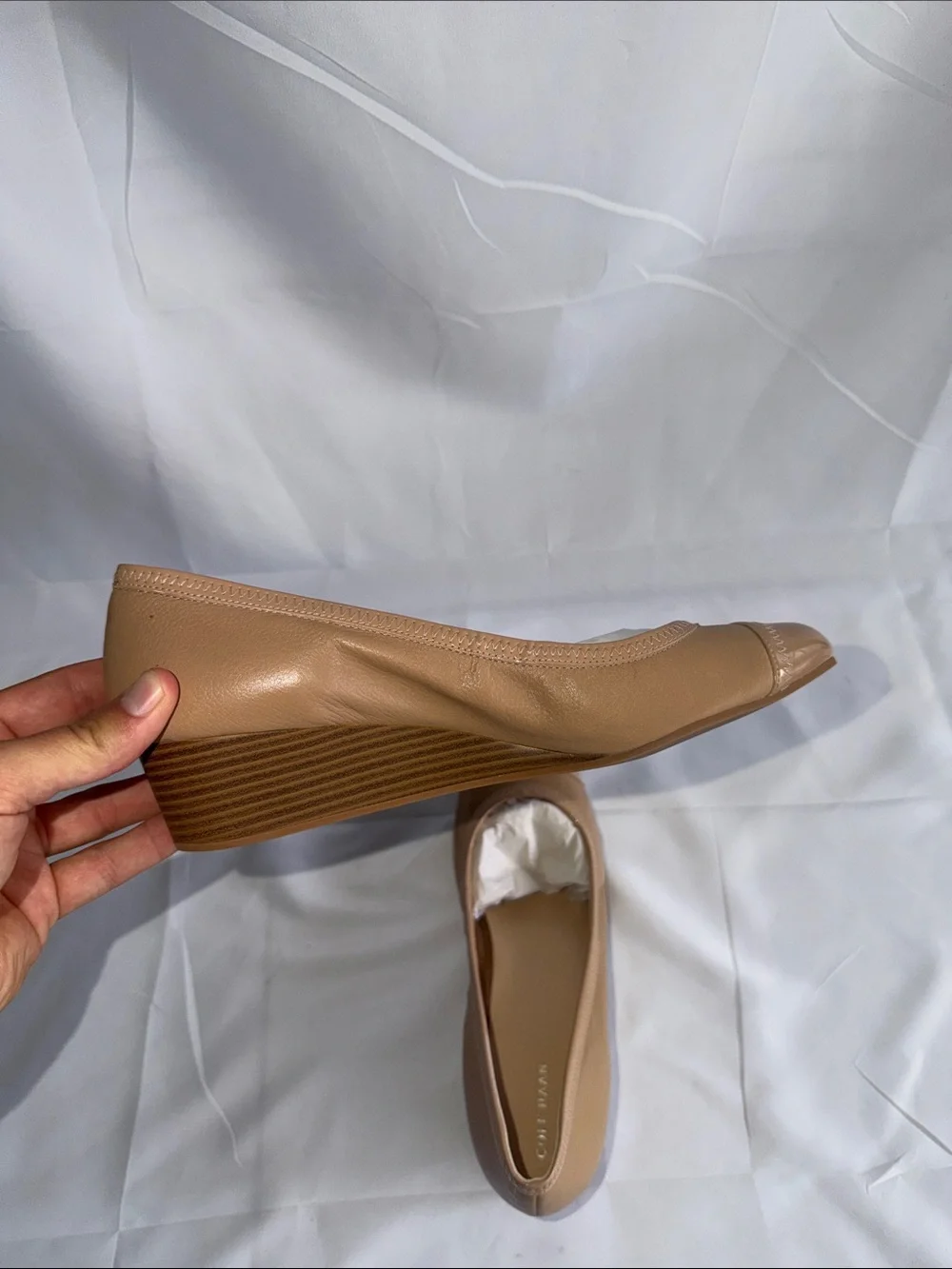 Cole Haan Elsie Cap Toe Wedge II Maple Sugar Patent Pumps Shoes Women's 10B NIB